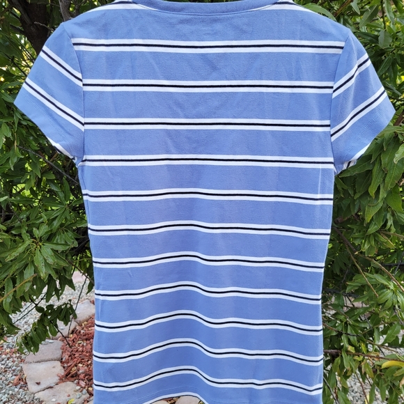 Tommy Hilfiger Ladies Blue Striped Cotton Tshirt Size Medium - Picture 4 of 6